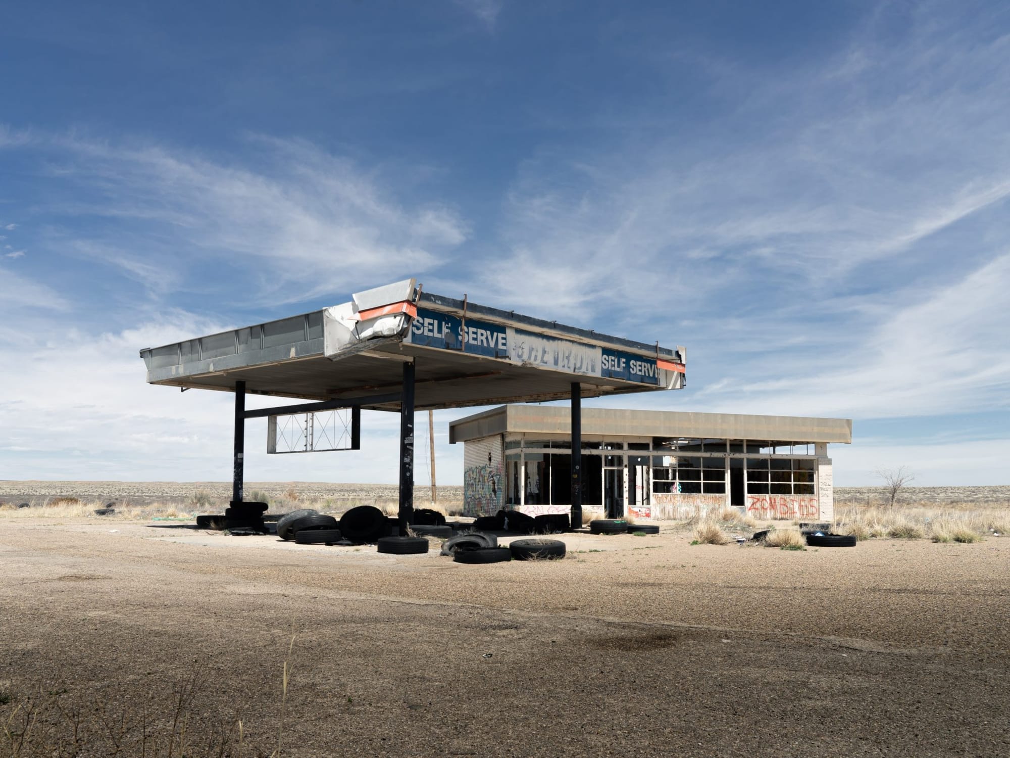image of a desolate gas station